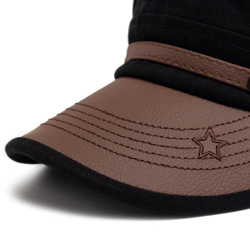 DRAVEN — PU Leather Brim Baseball Cap – Unisex Casual Street Style