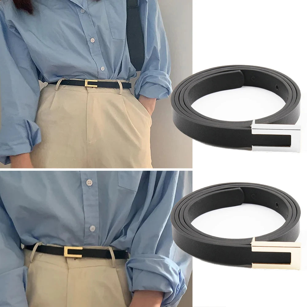 DRAVEN — Luxury Leather Knot Belt Women Gold Alloy Buckle