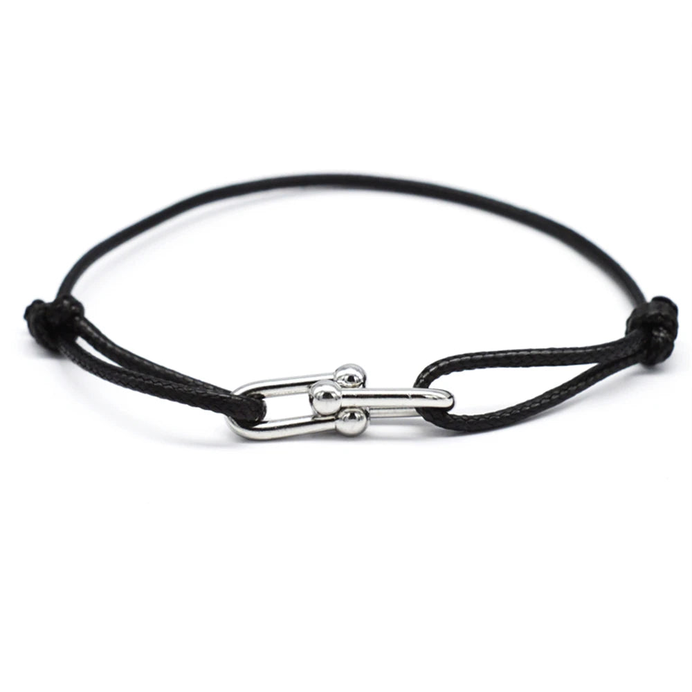 Unisex Rope Bracelet with Metal Buckle – Elegant Men's Accessory | Accessorio Uomo Elegante