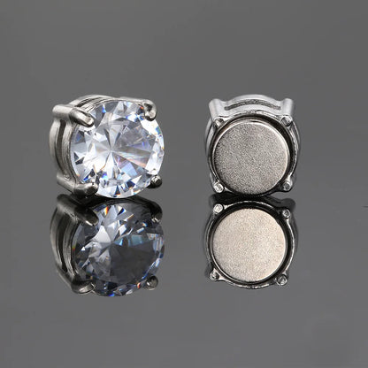 Stainless Steel Magnetic Zircon Earrings – Elegant Men's Accessory | Accessorio Uomo Elegante