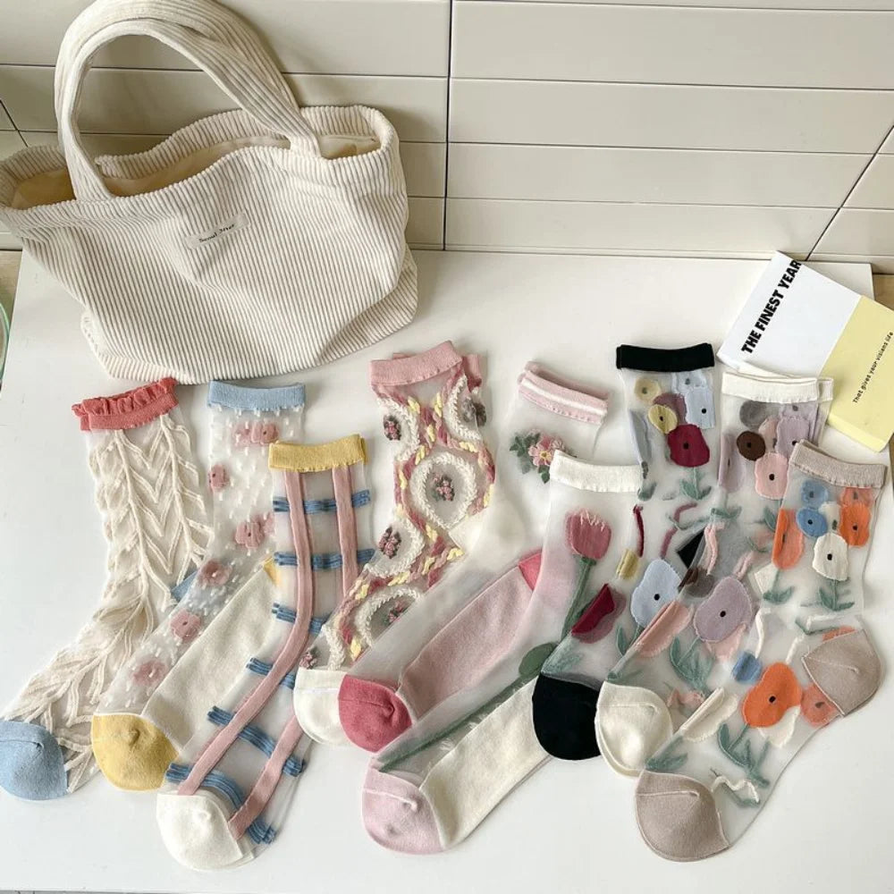 DRAVEN — Transparent Lace Socks – Women’s Sweet Korean Style