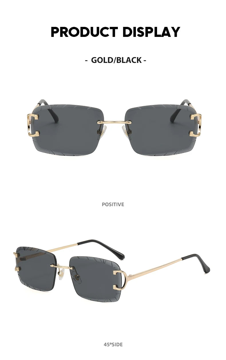 DRAVEN — Square Rimless Sunglasses – High-Grade Metal Design