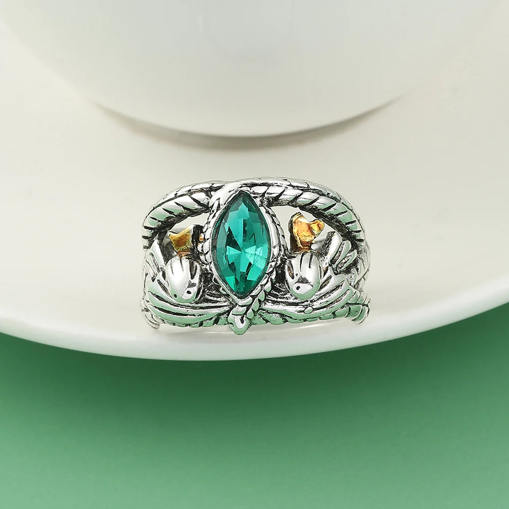 Lord of Barahir Green Crystal Ring – Elegant Men's Accessory | Accessorio Uomo Elegante