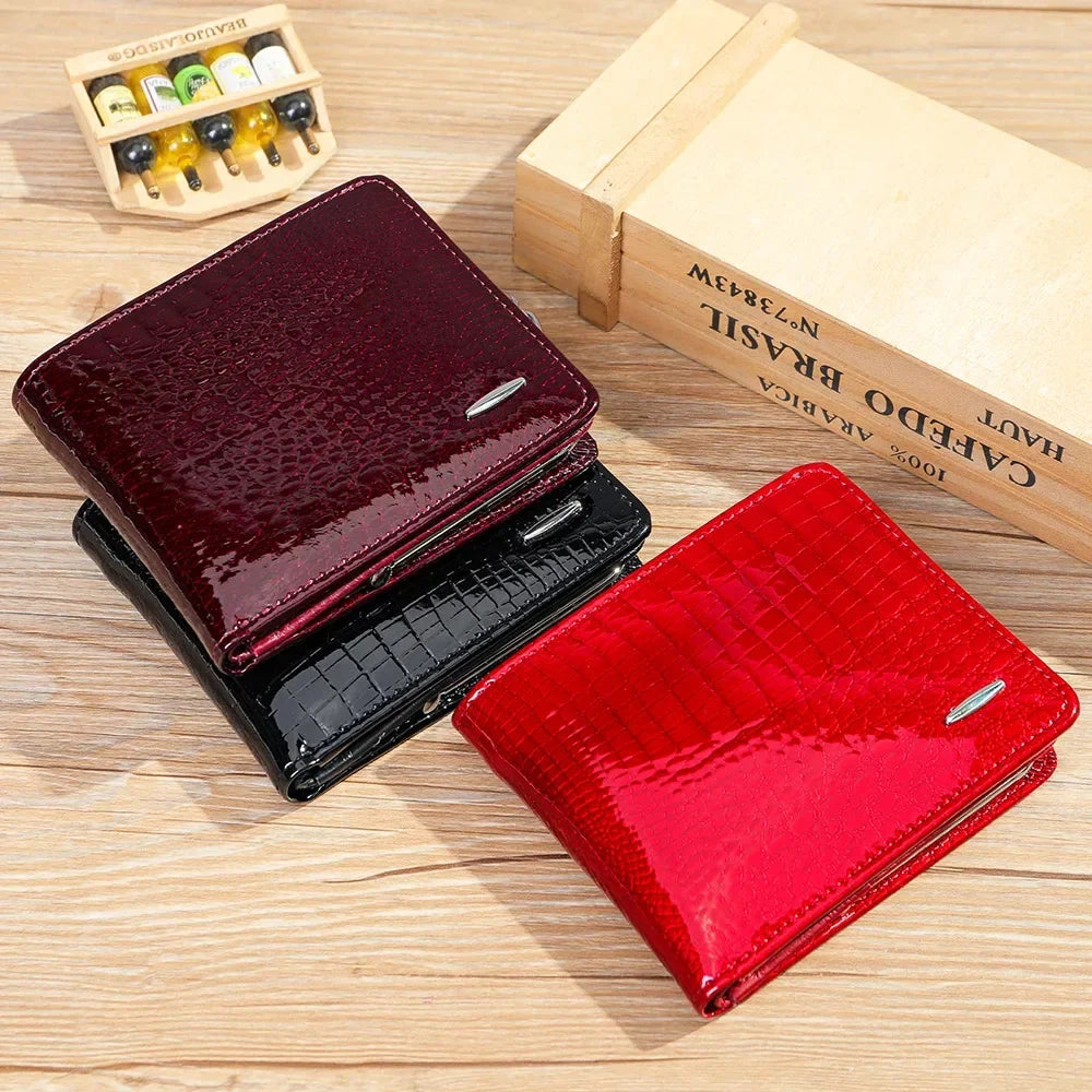 DRAVEN — Luxury Genuine Leather Wallet Women Short Clip Purse