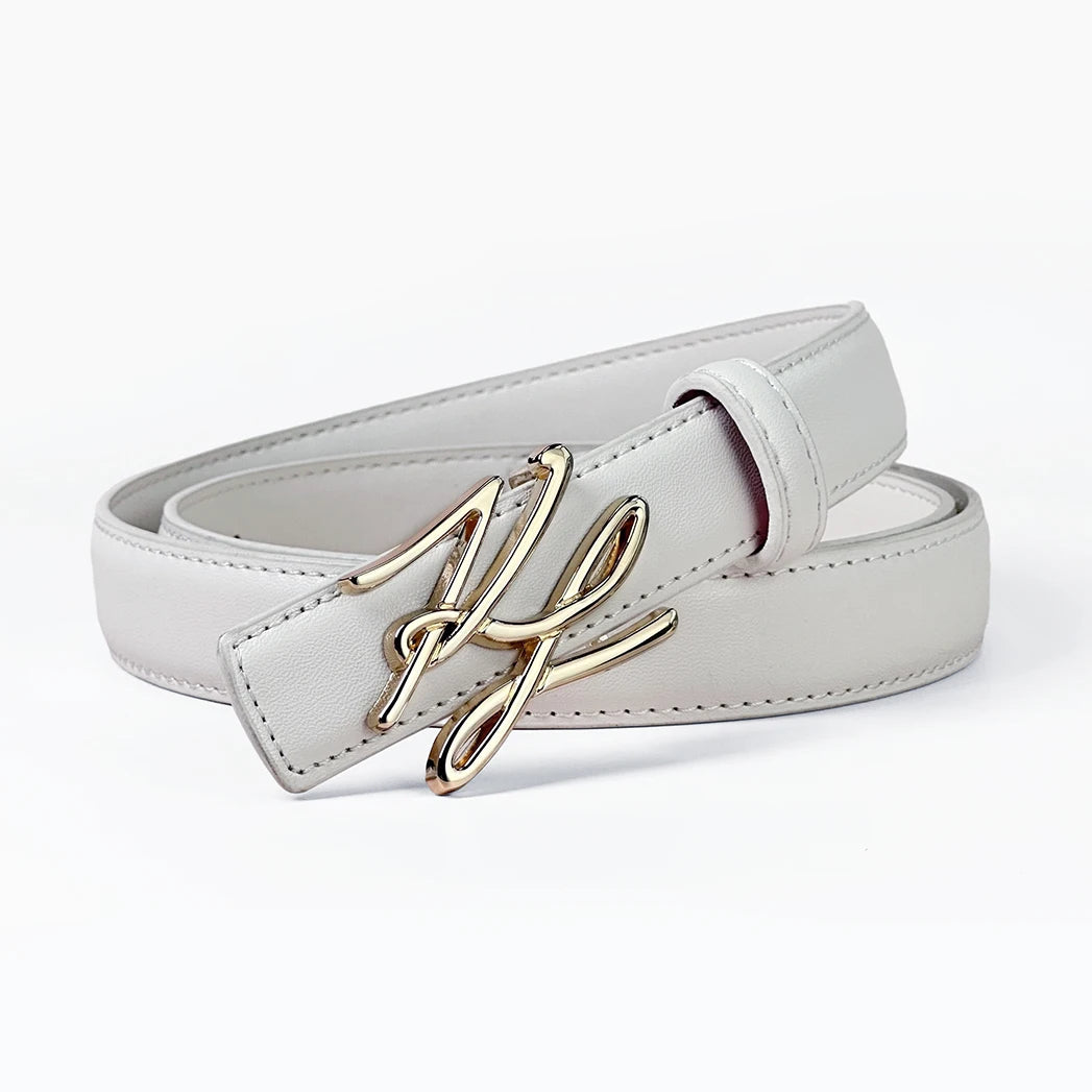 DRAVEN — Women's PU Leather Belt Linear Letter Alloy Buckle