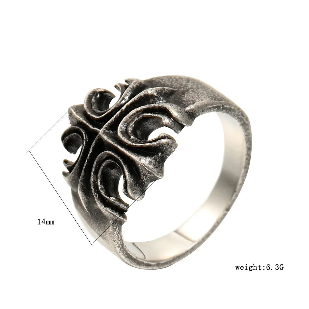 Retro Titanium Steel Cross Ring – Elegant Men's Accessory | Accessorio Uomo Elegante