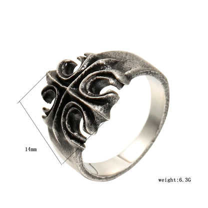 Retro Titanium Steel Cross Ring – Elegant Men's Accessory | Accessorio Uomo Elegante