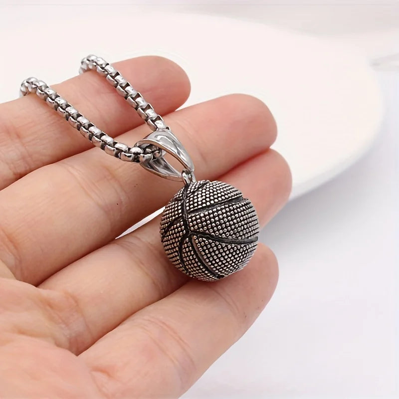 DRAVEN — Basketball Pendant Necklace – Bold Stainless Steel Jewelry for Men