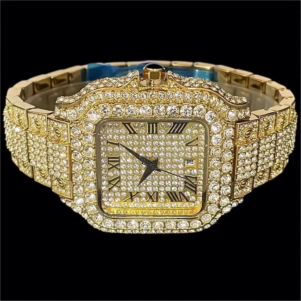 Frost Square — Stone-Set Steel Men’s Watch – Elegant Men's Accessory | Accessorio Uomo Elegante