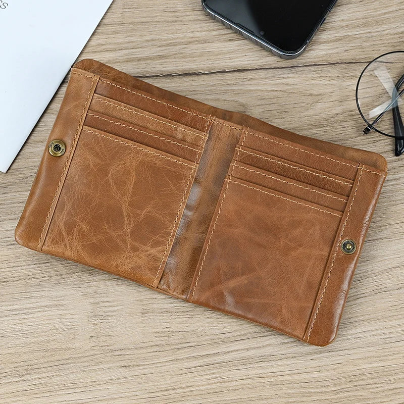 DRAVEN — Genuine Leather Short Wallet Men Soft Card Holder