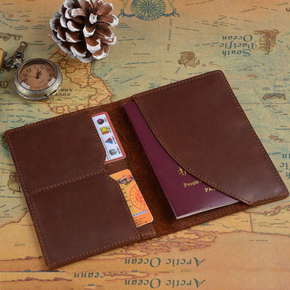 Genuine Leather Passport Wallet Unisex Vintage Cowhide – Elegant Men's Accessory | Accessorio Uomo Elegante