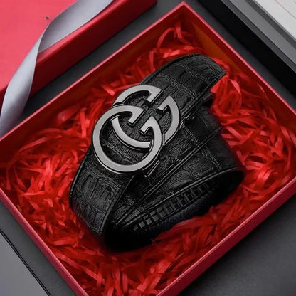 Genuine Leather Belt Men Automatic Metal Buckle – Elegant Men's Accessory | Accessorio Uomo Elegante