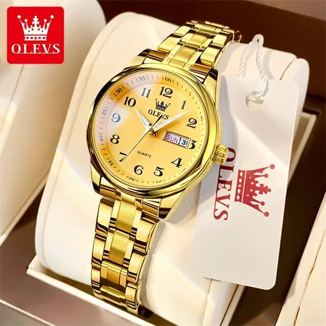 Timeless Elegance – OLEVS Women’s Stainless Steel Watch with Date & Luminous Dial – Elegant Men's Accessory | Accessorio Uomo Elegante