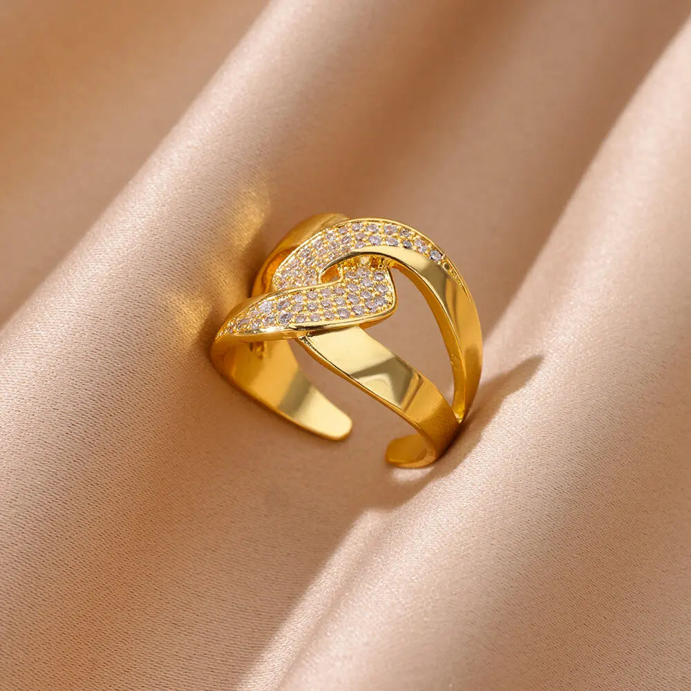 Gold Geometric Zircon Crystal Ring – Elegant Men's Accessory | Accessorio Uomo Elegante