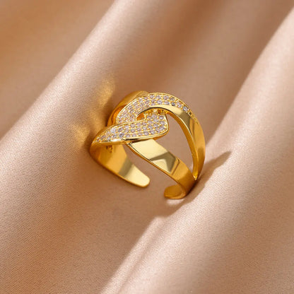 Gold Geometric Zircon Crystal Ring – Elegant Men's Accessory | Accessorio Uomo Elegante