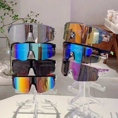 Semi-Rimless Sport Sunglasses – Oversized Mirror Design – Elegant Men's Accessory | Accessorio Uomo Elegante