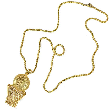 Basketball Hoop Pendant Necklace – Creative Sports Jewelry – Elegant Men's Accessory | Accessorio Uomo Elegante