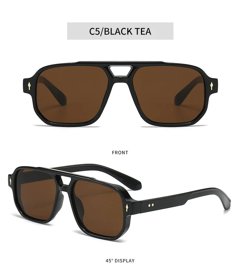 DRAVEN — Retro Double Bridge Sunglasses – Luxury Rivet Design