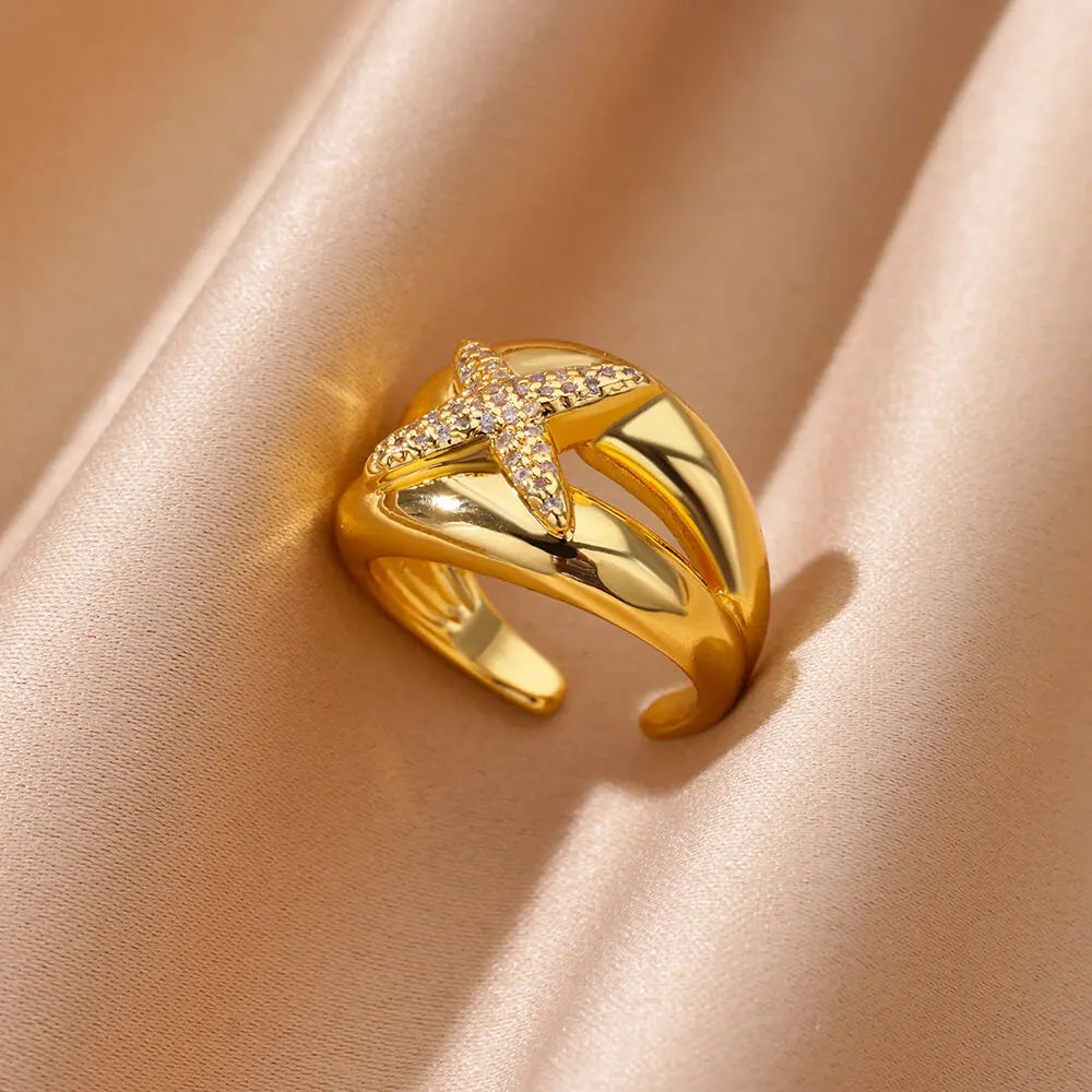 DRAVEN — Gold Geometric Zircon Crystal Ring