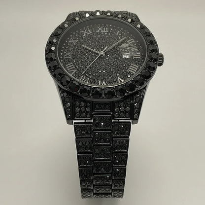 Ice Rebellion — Full Stone-Set Men’s Steel Watch – Elegant Men's Accessory | Accessorio Uomo Elegante