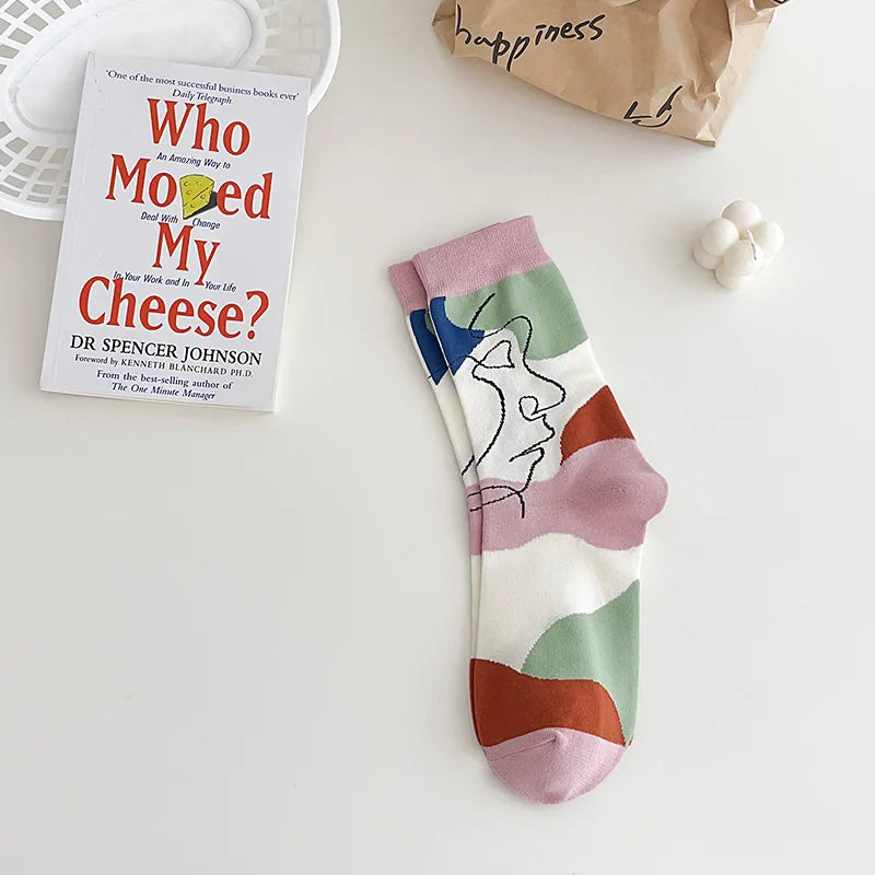 DRAVEN — Abstract Print Mid Tube Socks – Trendy Unisex Graffiti Style