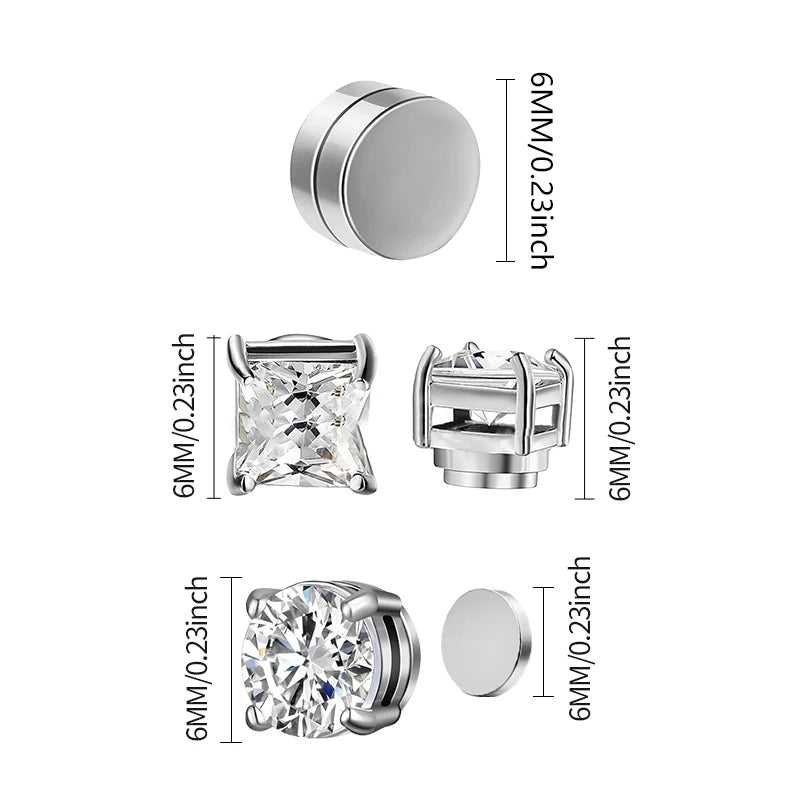 DRAVEN — Punk Round Zircon Magnetic Earring Set