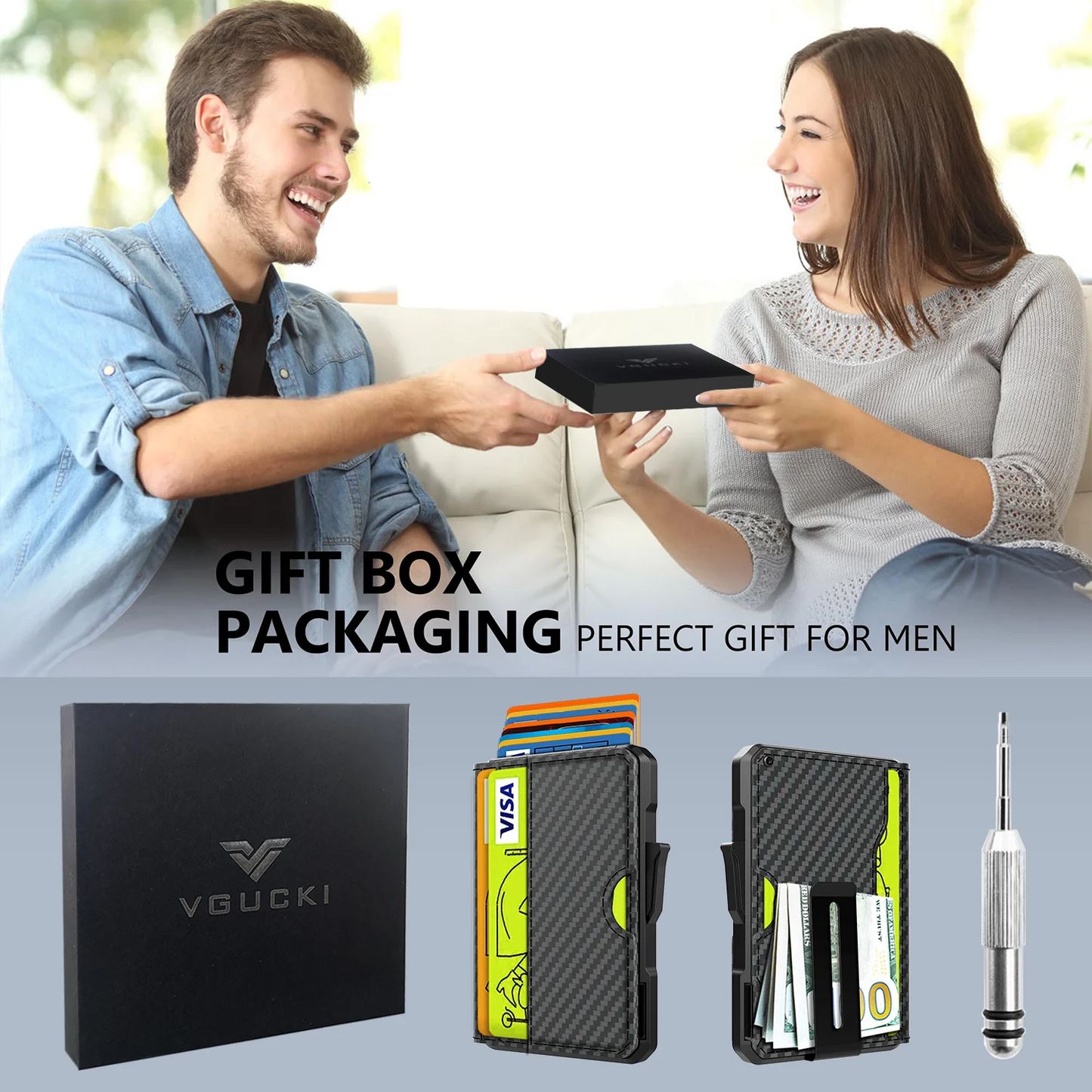 DRAVEN — Slim Leather Wallet Men RFID Bifold Money Clip