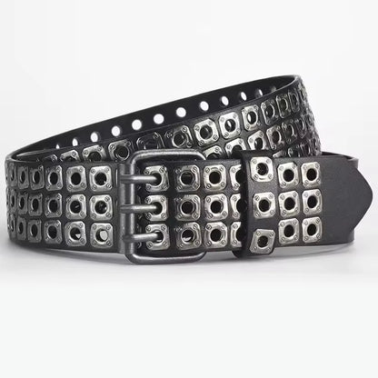 Punk Street Belt Unisex Square Beads Design – Elegant Men's Accessory | Accessorio Uomo Elegante
