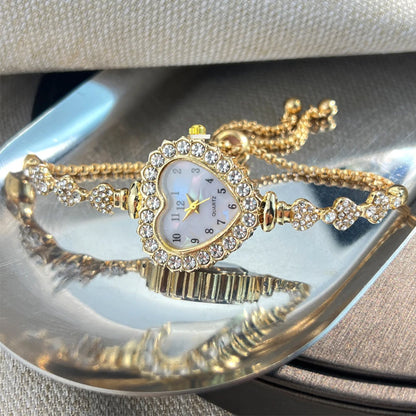 Blooming Heart – Women’s Diamond Flower Watch with Ribbon Strap – Elegant Men's Accessory | Accessorio Uomo Elegante