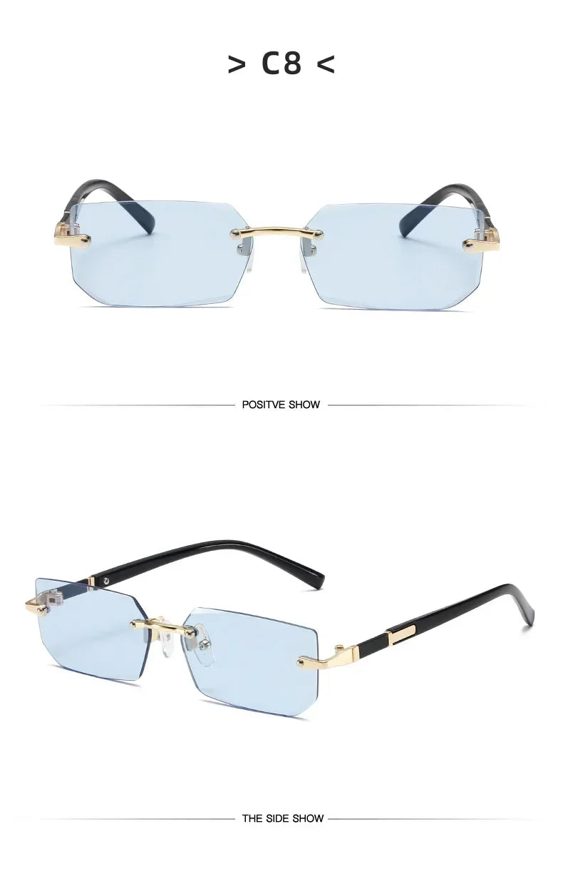 Rimless Square Sunglasses – Blue Light Protection – Elegant Men's Accessory | Accessorio Uomo Elegante