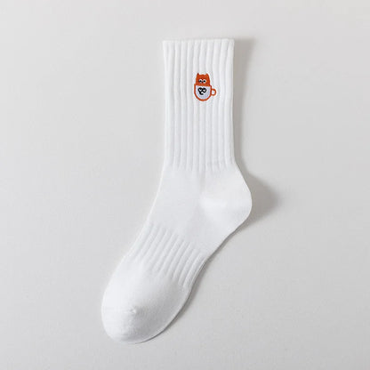 Cartoon Embroidered Socks – Unisex Harajuku Street Style