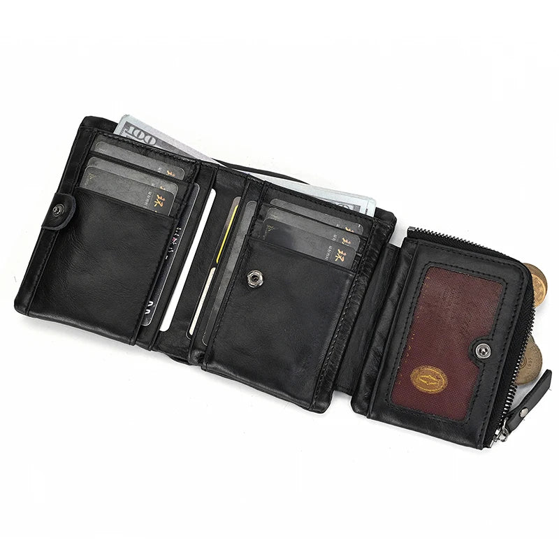 DRAVEN — Genuine Leather Short Wallet Men Soft Card Holder