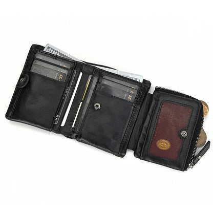 Genuine Leather Short Wallet Men Soft Card Holder