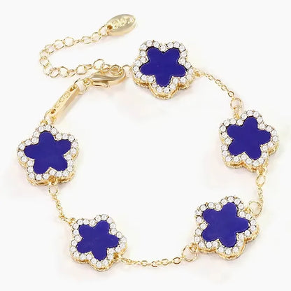 Five-Flower Stone Link Bracelet – Elegant Men's Accessory | Accessorio Uomo Elegante