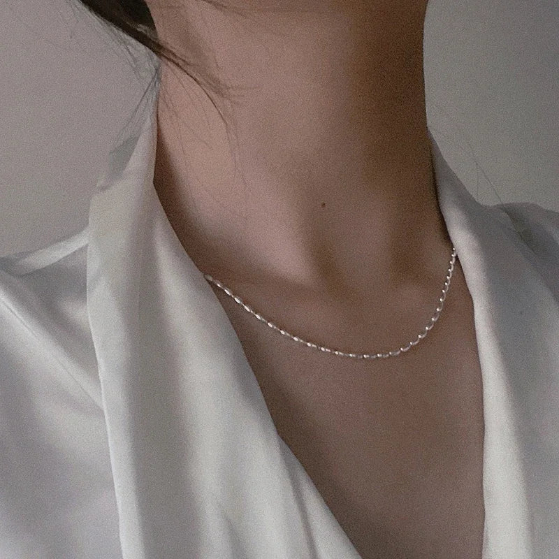 DRAVEN — 925 Sterling Silver Geometric Beads Necklace – Shiny Delicate Choker for Women