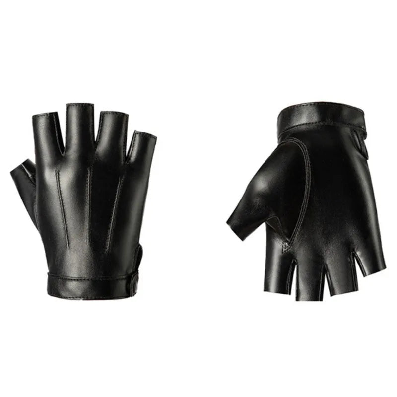 DRAVEN — PU Leather Fingerless Gloves – Unisex Tactical Street Style