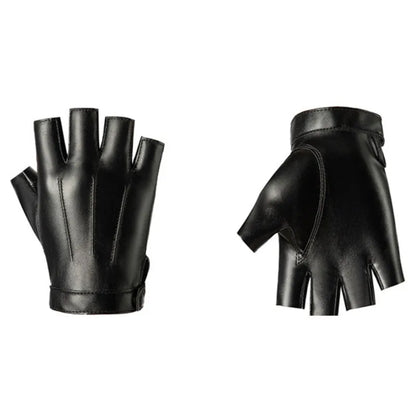 PU Leather Fingerless Gloves – Unisex Tactical Street Style