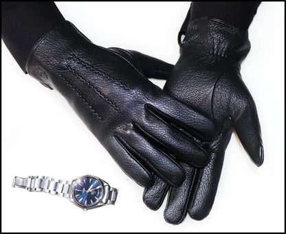 High-End Deerskin Leather Gloves – Unisex Luxury Winter Style
