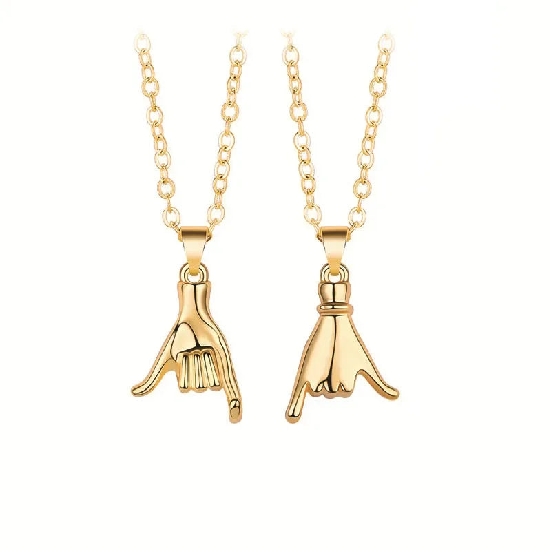 DRAVEN — Pinky Swear Couple Necklace Set – Promise Hand Pendant Jewelry for Lovers and Friends