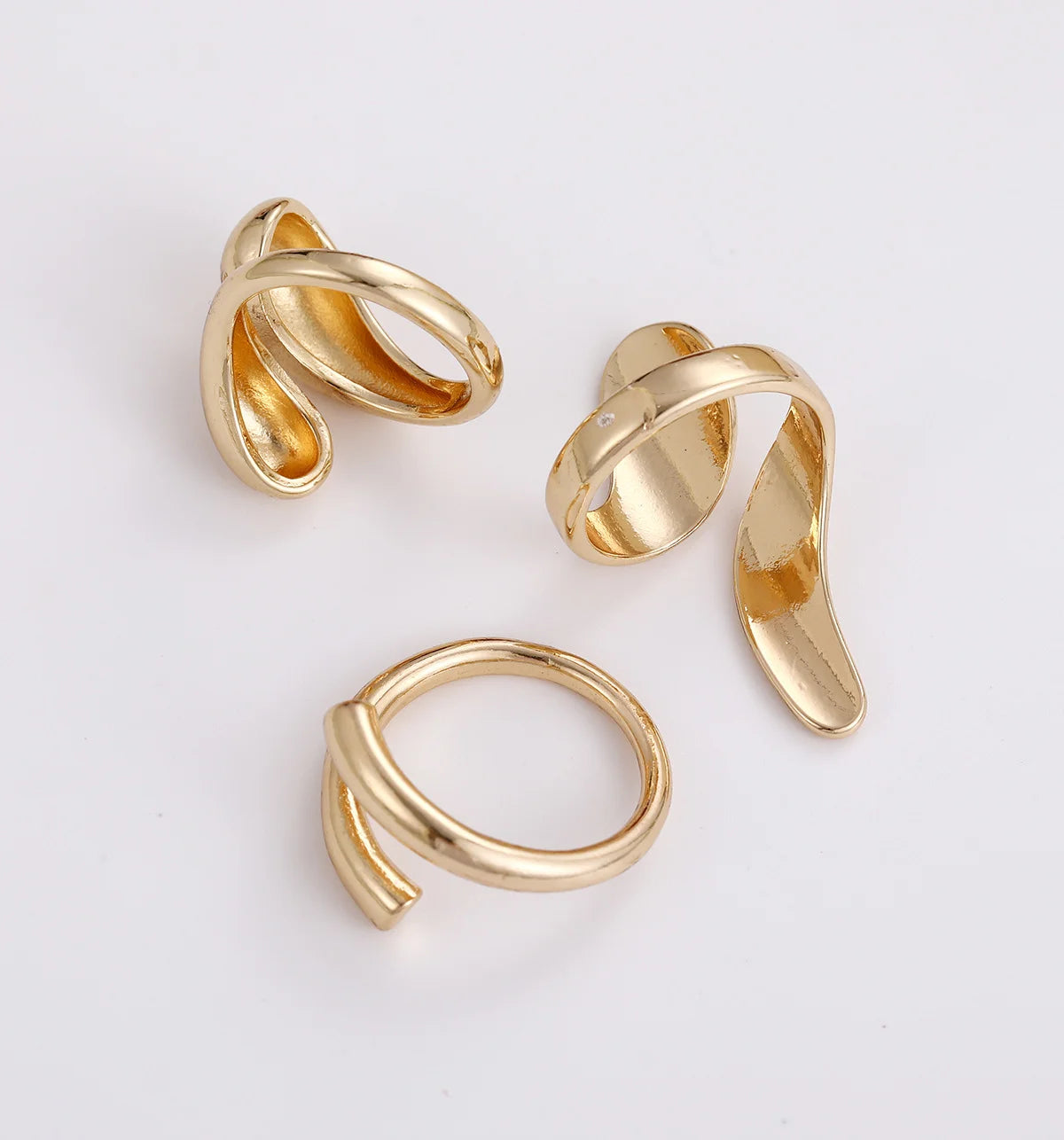 DRAVEN — Irregular Geometric Gold Silver Ring Set