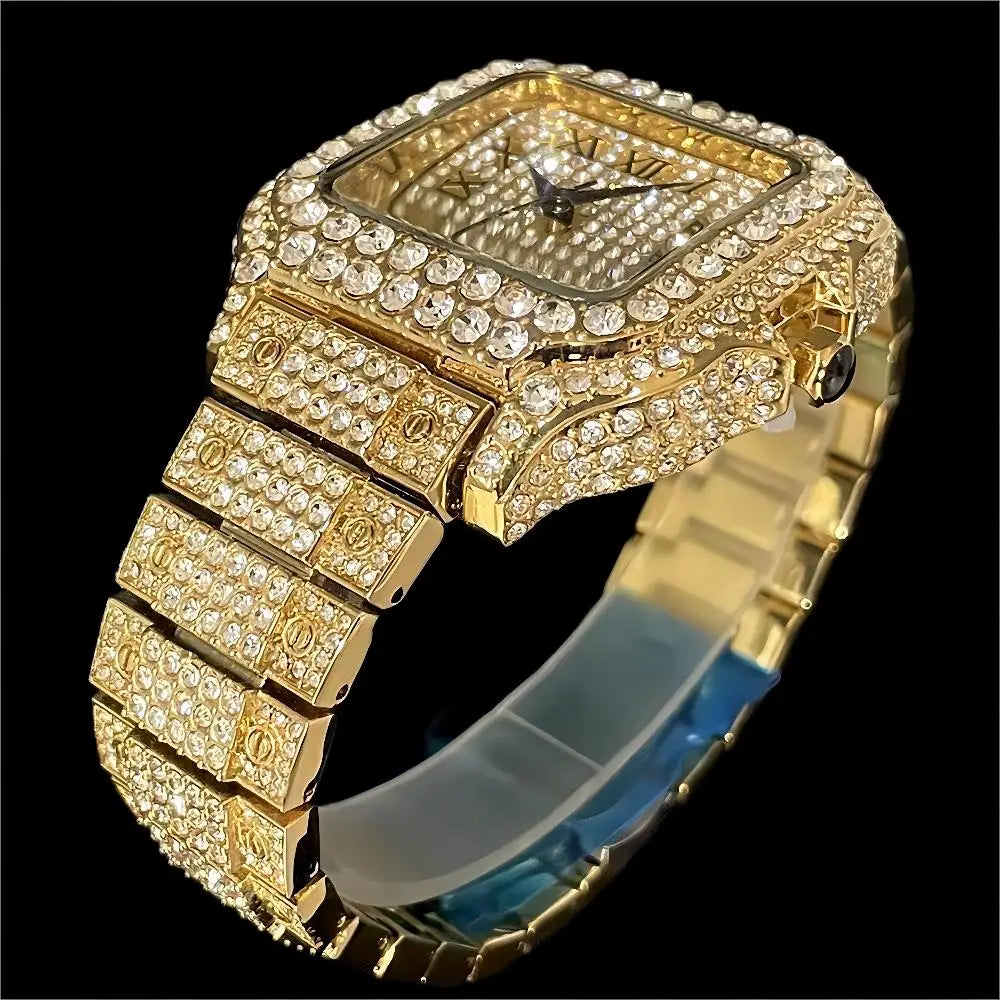 Frost Square — Stone-Set Steel Men’s Watch – Elegant Men's Accessory | Accessorio Uomo Elegante