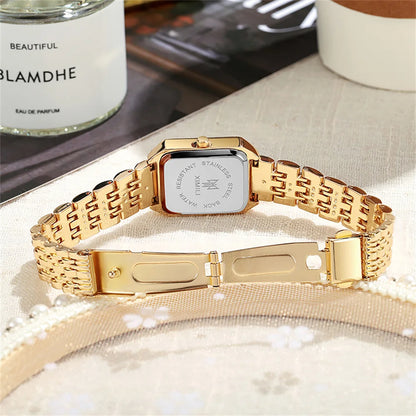 Women’s Square Gold Watch – Elegant Quartz & Stainless Steel – Elegant Men's Accessory | Accessorio Uomo Elegante