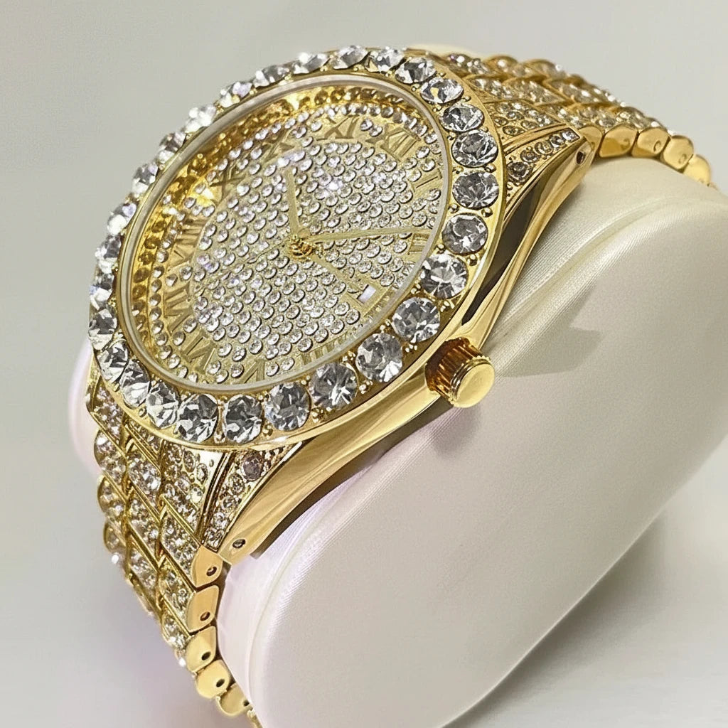 Ice Rebellion — Full Stone-Set Men’s Steel Watch – Elegant Men's Accessory | Accessorio Uomo Elegante