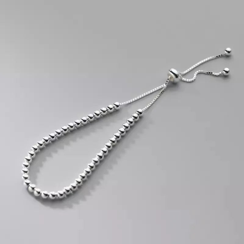 Solid 925 Sterling Silver Beaded Bracelet – Elegant Men's Accessory | Accessorio Uomo Elegante