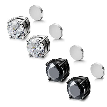 Shining Zircon Magnetic Ear Studs – Elegant Men's Accessory | Accessorio Uomo Elegante