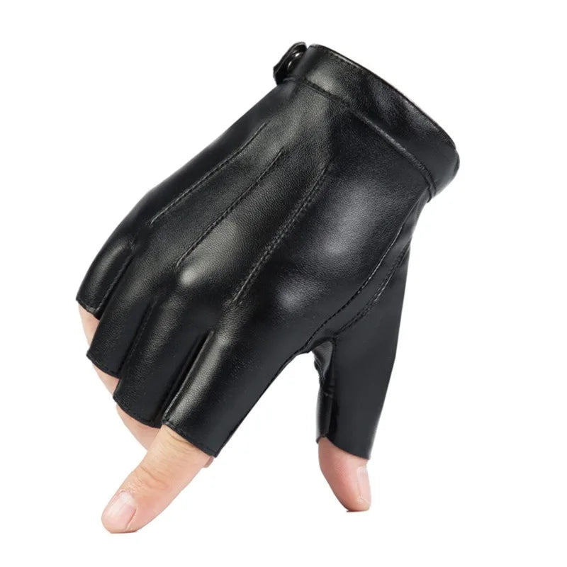 DRAVEN — PU Leather Fingerless Gloves – Unisex Tactical Street Style