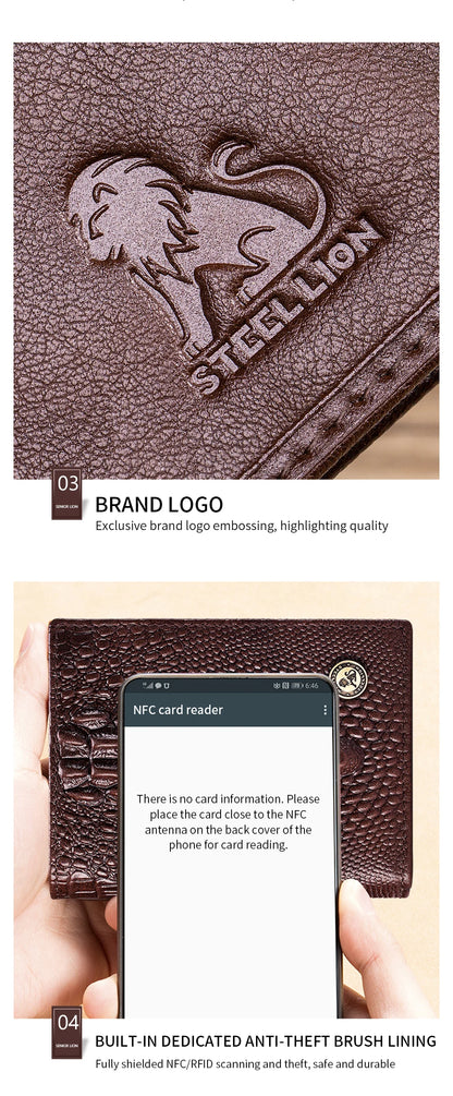 Genuine Leather Crocodile Wallet Men Retro Large Capacity – Elegant Men's Accessory | Accessorio Uomo Elegante