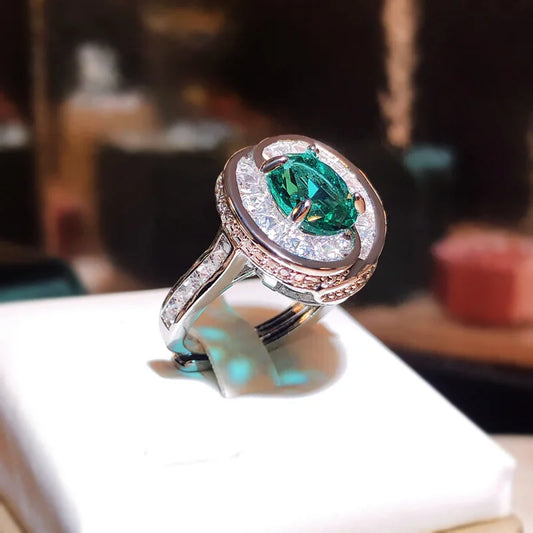 DRAVEN — Vintage Emerald Sterling Silver Ring — Rings collection | DRAVEN