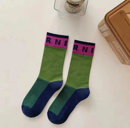 Colorblock Alphabet Socks – Soft Breathable Cotton Design