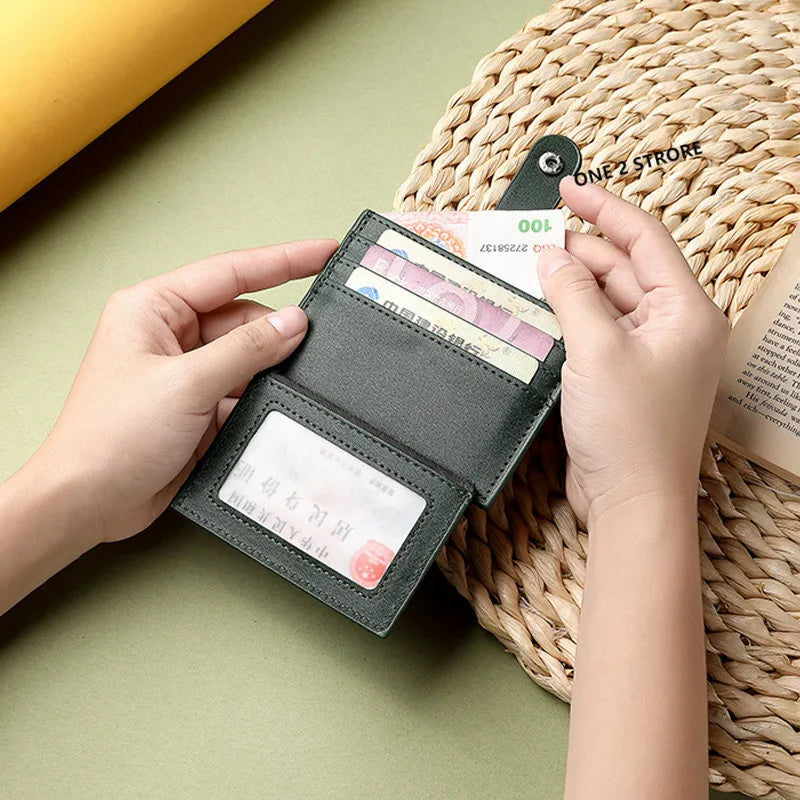 DRAVEN — PU Leather Business Card Holder Braided Large Capacity